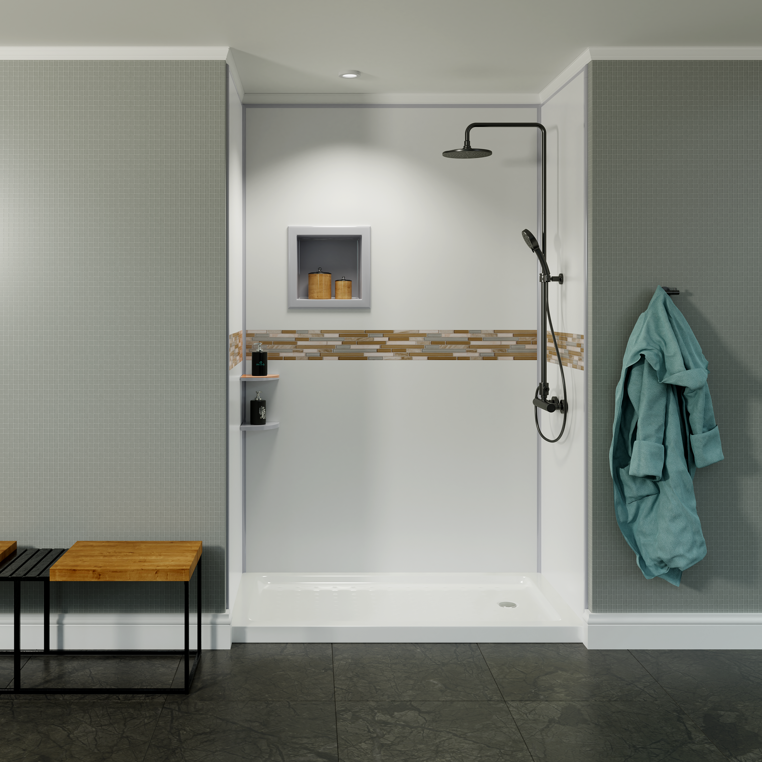 One Piece Tub Units Wall Panels Instead of Tiles Stand up Shower